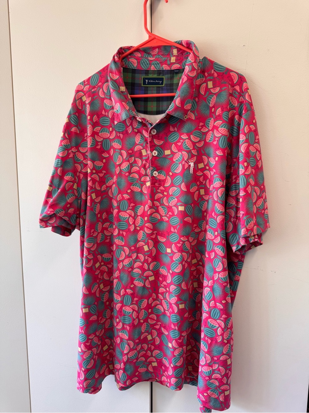 William Murray Golf Pink & Teal Watermelon Polo